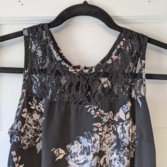 Black semi formal dress with lace cutouts - Picture 2 of 6